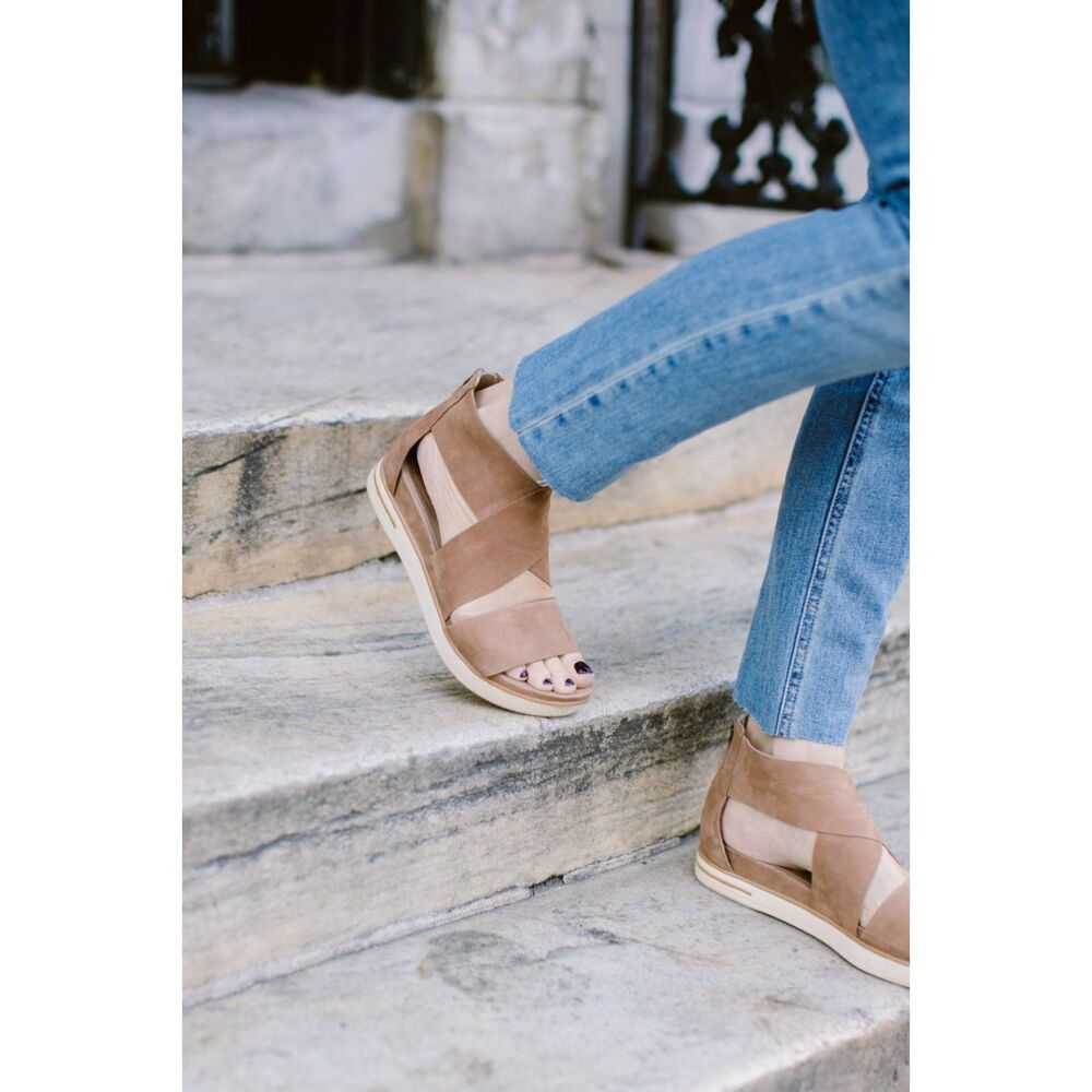 Eileen Fisher‎ Sport Tumbled Leather Sneaker Sandal Women's 7 Color Taupe
